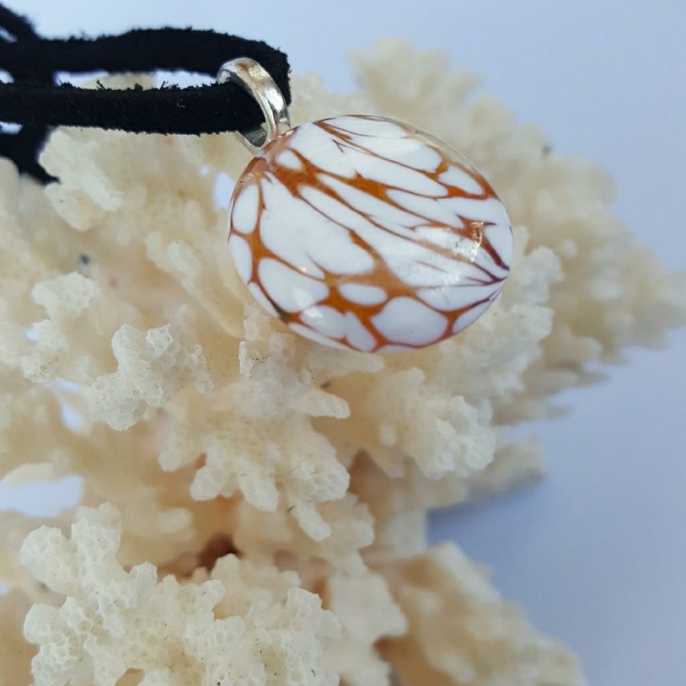 SOLD  "Milk and Honey" Fused Glass necklace